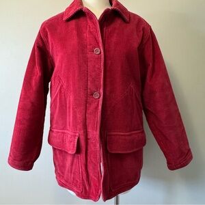 R&R Vintage Women's Red Wool? Lined Corduroy Utility Oversized Jacket Small